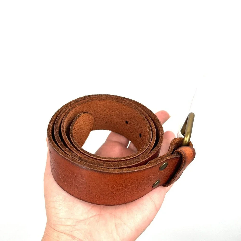 NEW Xhilaration brown‎ leather floral embossed boho y2k belt L